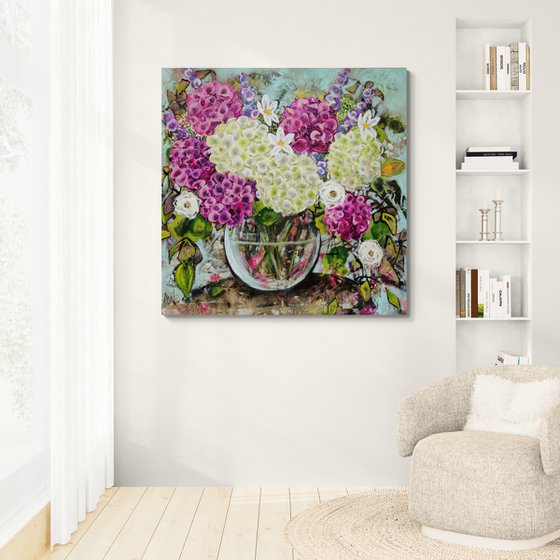 Pink and White Hydrangea