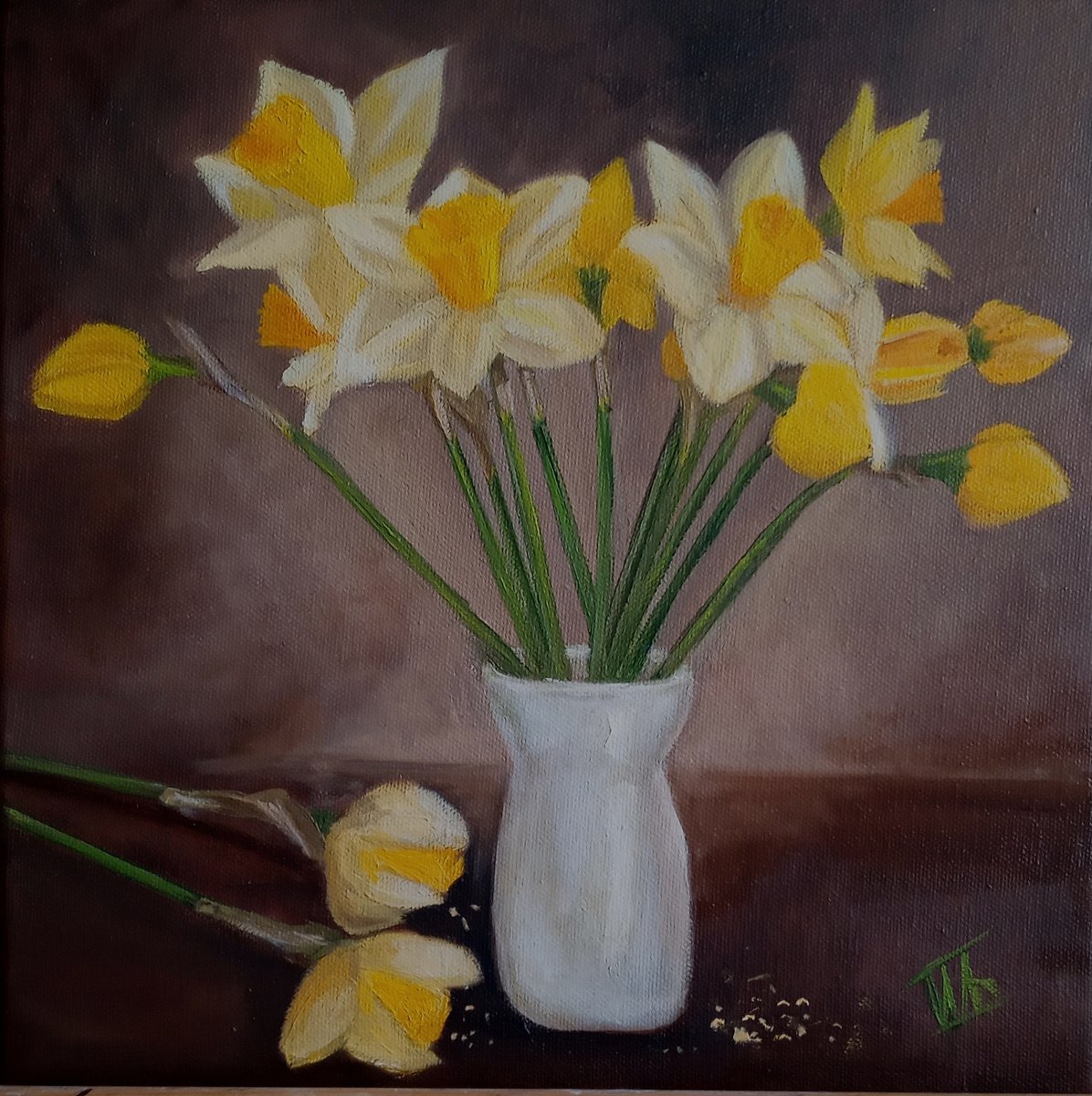 Daffodils in a vase by Ira Whittaker