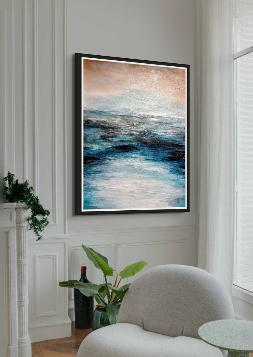 Abstract Acrylic Painting By Alexandra Petropoulou, 35 X 47, Seychelles, Original Artwork