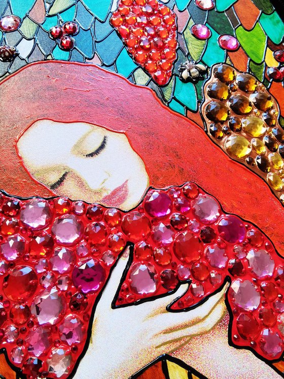 Ginger woman and red grape