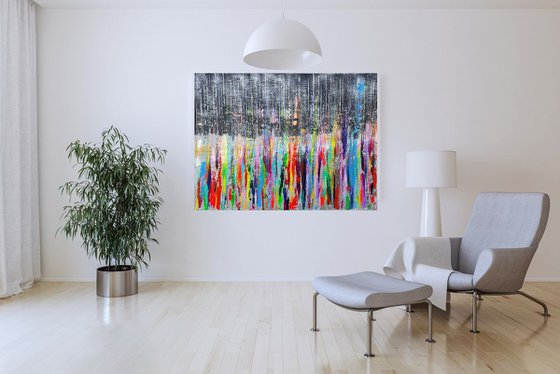 One strike can change it all - XL colorful abstract painting