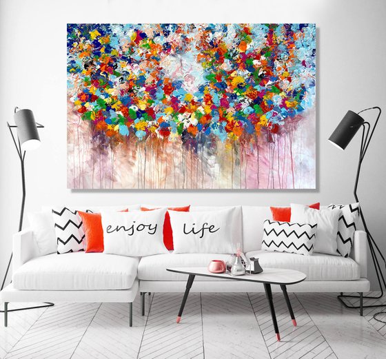 Mystic Garden - LARGE, MODERN, PALETTE KNIFE ABSTRACT ART – EXPRESSIONS OF ENERGY AND LIGHT. READY TO HANG!