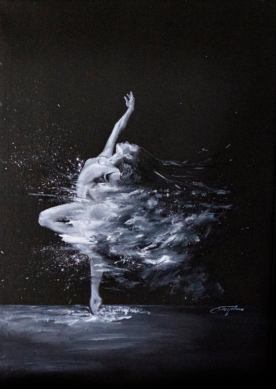 ''Energy''.''BLACK AND WHITE''OIL PAINTING