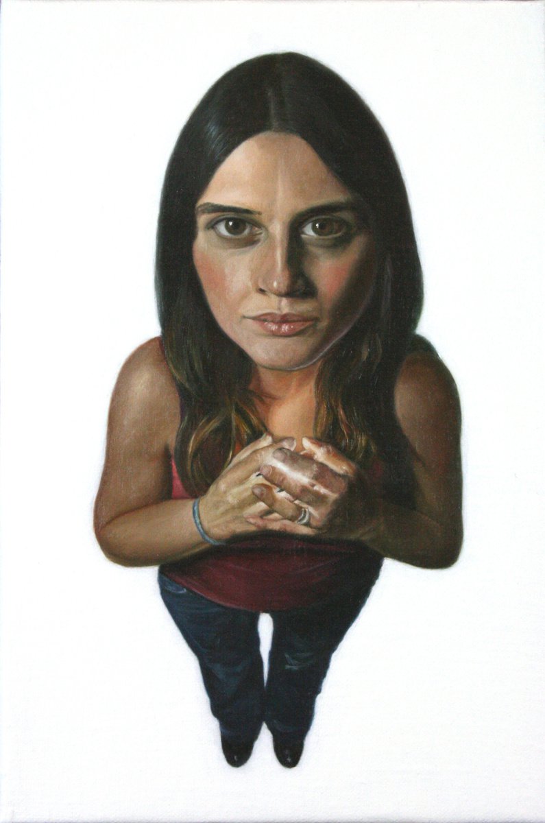 Photorealistic Portrait Oil Painting By Paolo Borile, 8 X 12", Elisa - Everybody Brings A Light, Original Artwork