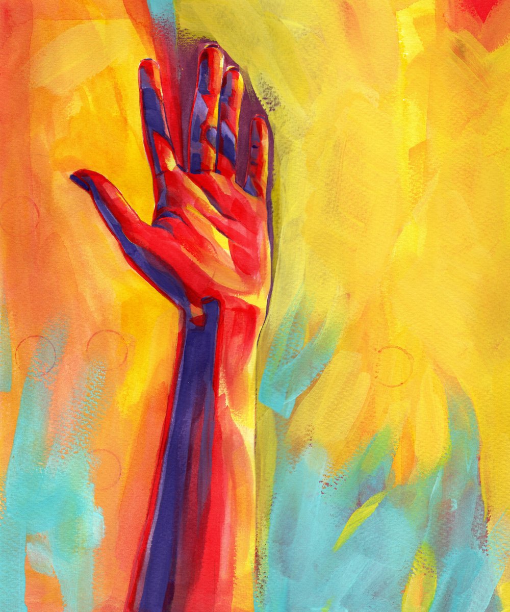 Impressionistic Portrait Painting By Kateryna Somyk, 10 X 12", Colorful Hand, Original Artwork