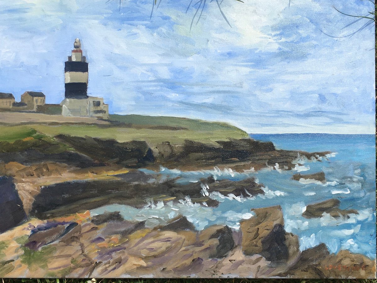 Impressionistic Landscape Oil Painting By Julian Lovegrove Art, 16 X 12", Hook Head Lighthouse, Original Artwork
