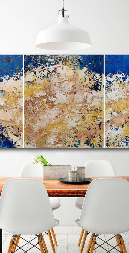 255x100cm. / Abstract triptych / Abstract 2183 by Alex Senchenko