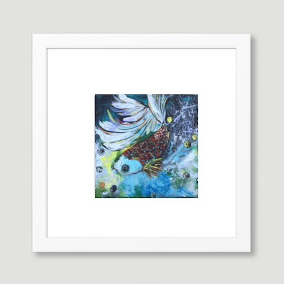 Exotic Fish Acrylic Art Fish Painting Original Art Gift Ideas Fine Art UK Art Fish Painting 20x20cm 8"x8"