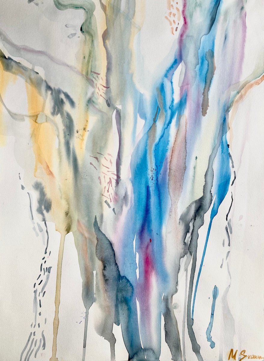 Organic Watercolour , Sunbeams Embrace The Tree By Mari Skakun, 20 X 26, Artwork For Sale On Artfinder
