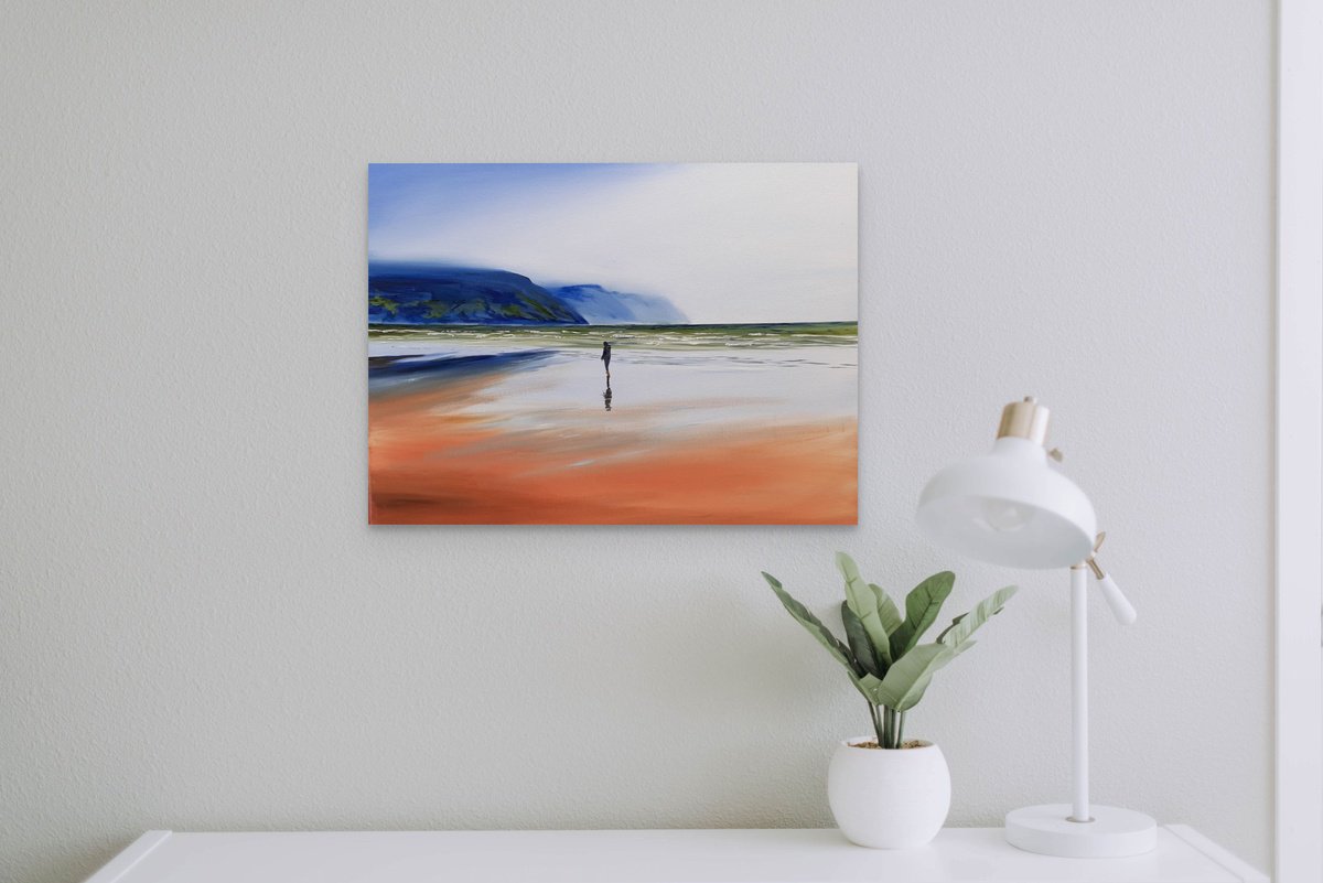 Photorealistic Landscape Oil Painting By Cathal Gallagher, 24 X 18, Keel Sky, Original Artwork