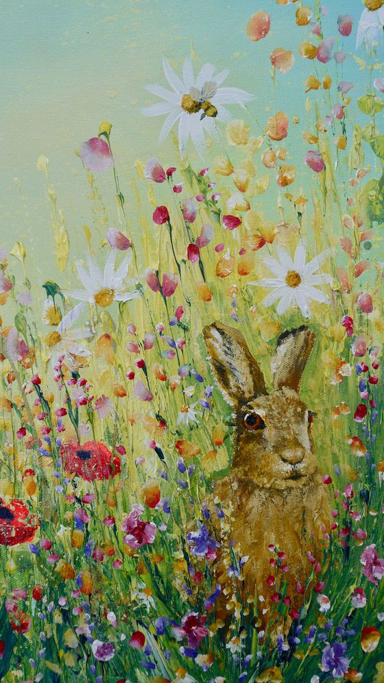 Spring Breeze, with Hare and Bumble bee (long painting)