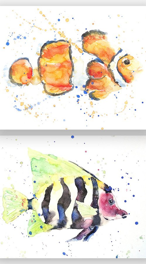 Set of 2 Clown fish by Tanya Amos