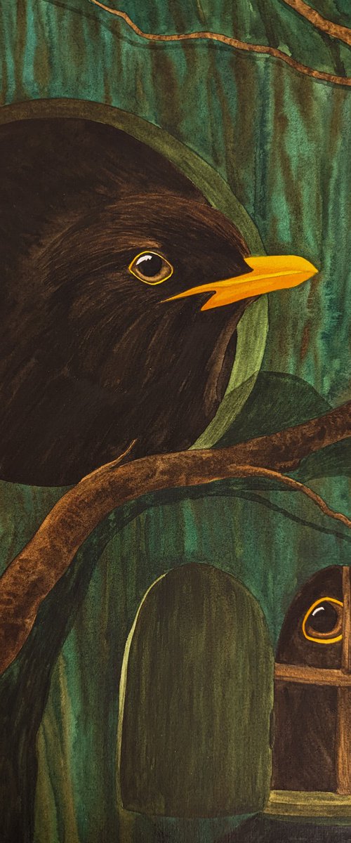 Tree house with blackbirds by Karina Danylchuk