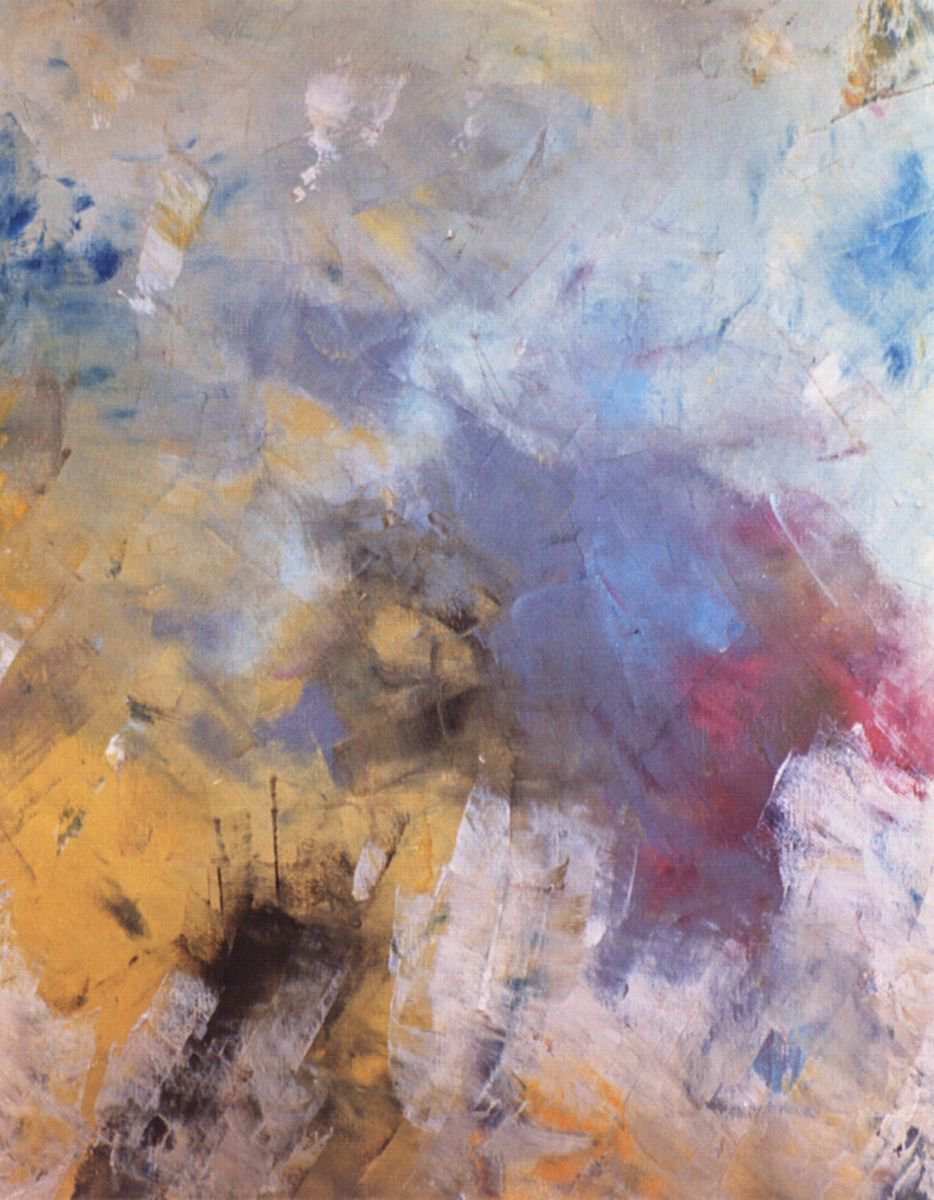 Abstract Landscape Oil Painting By Saroja Van Der Stegen, 17 X 20", 4 Seasons (Ref#:316-8F), Original Artwork