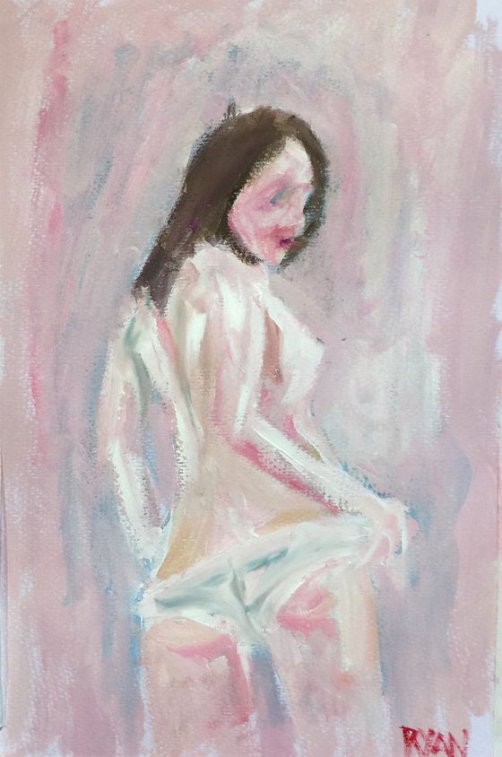 Pink and Blue Nude Oil On P...