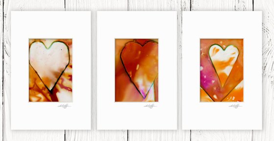 Heart Collection 14 - 3 Small Matted paintings by Kathy Morton Stanion