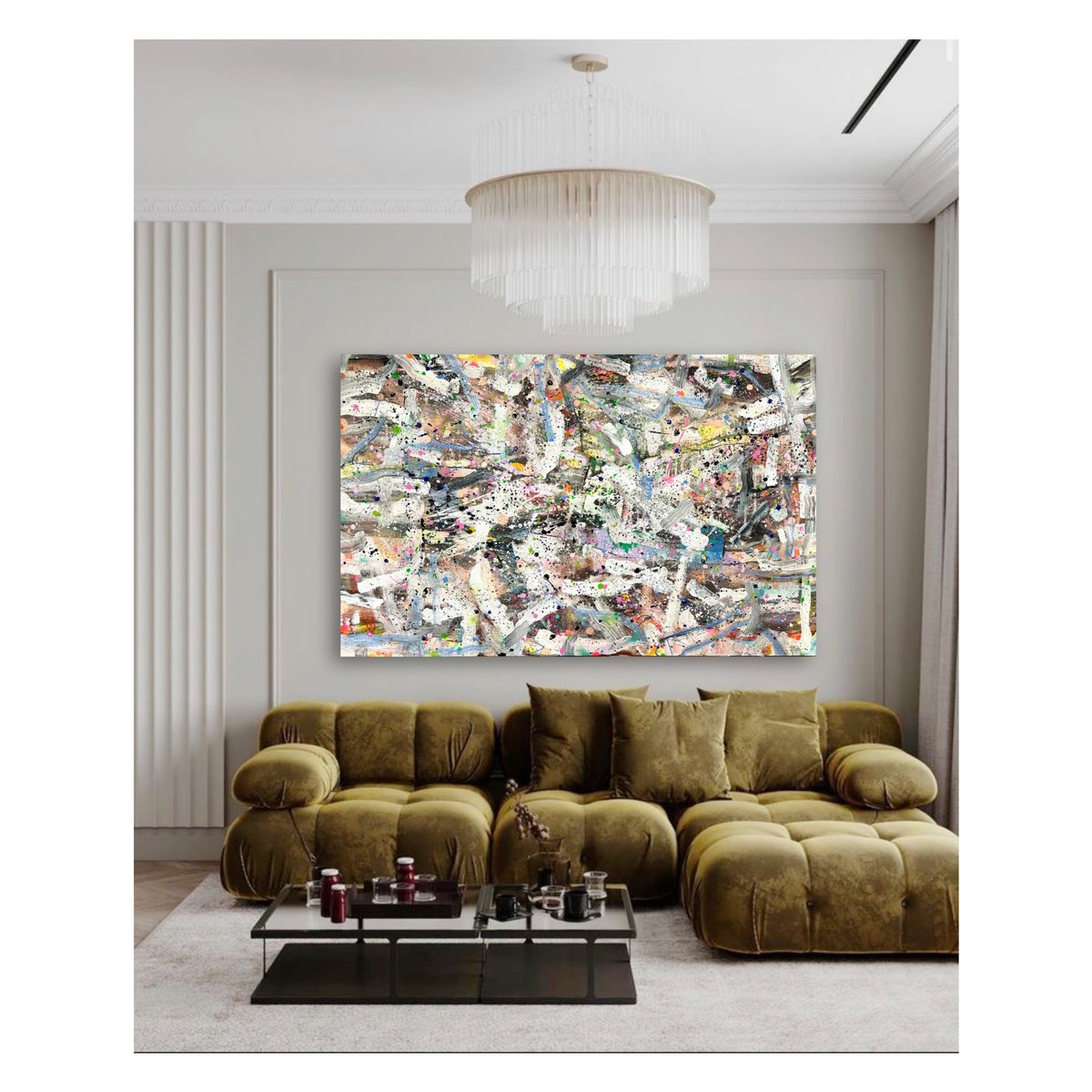 Abstract Acrylic Painting By Maria Esmar, 87 X 55", Inside And Out, Original Artwork