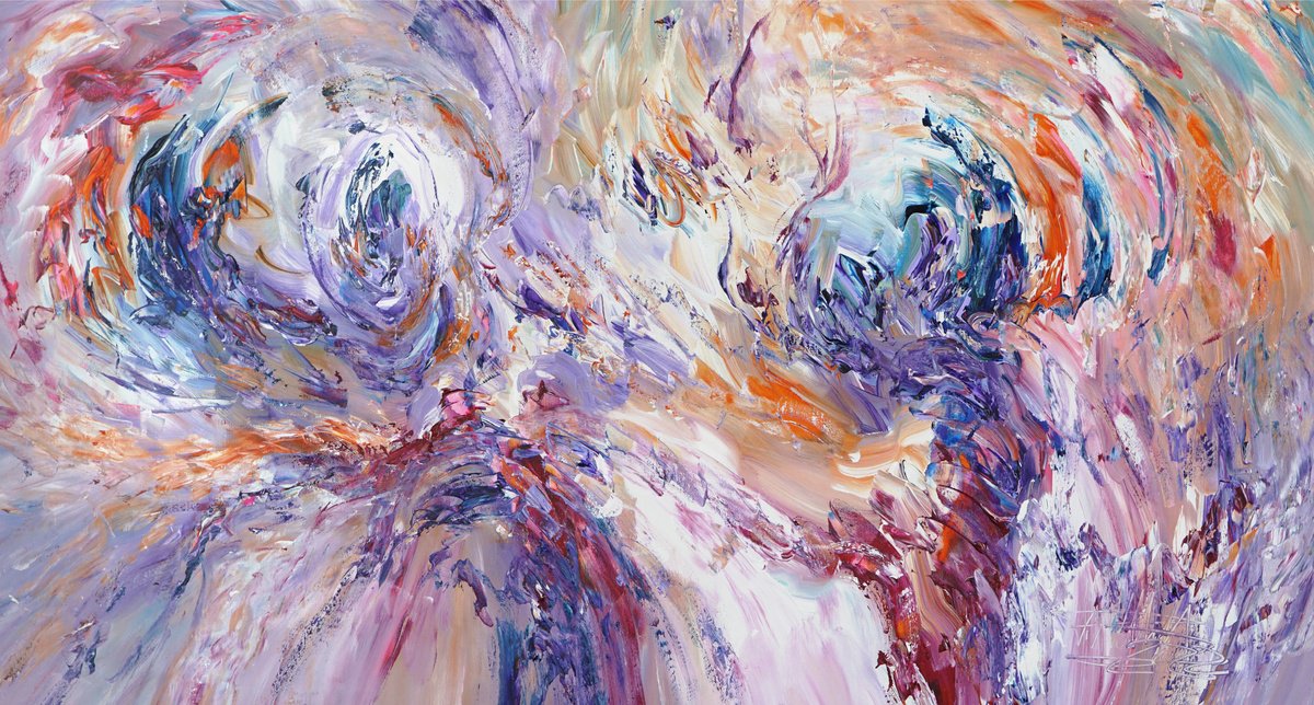 Abstract Acrylic Painting By Peter Nottrott, 61 X 33", Ensemble C 2, Original Artwork