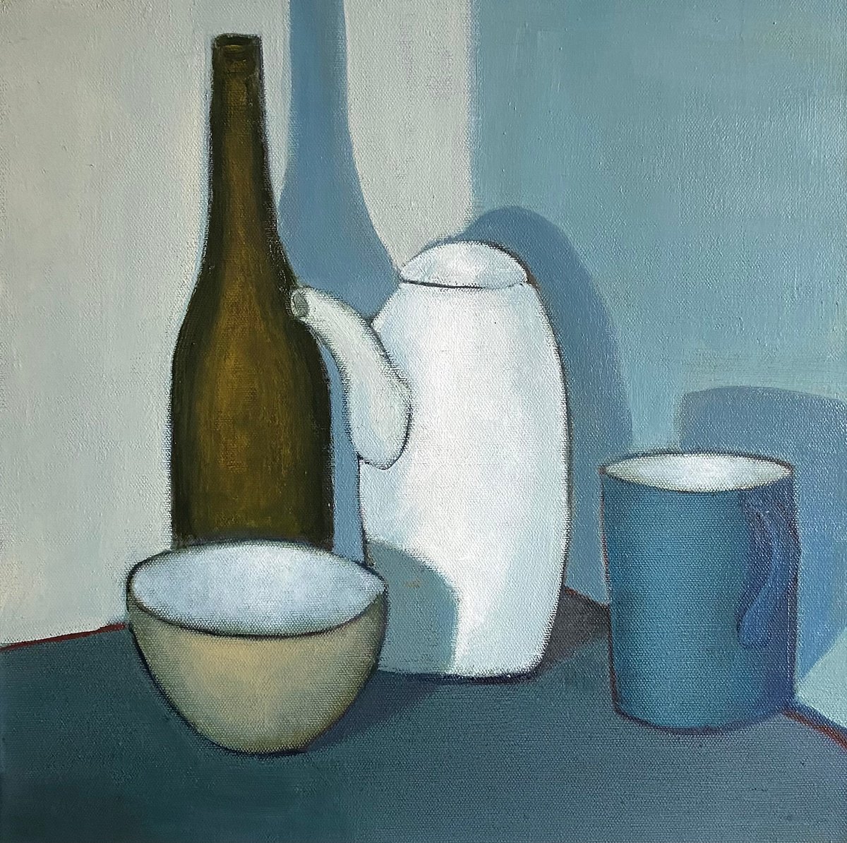Impressionistic Still Life Oil Painting By Nigel Sharman, 18 X 18", Still Life With Coffee Pot, Original Artwork