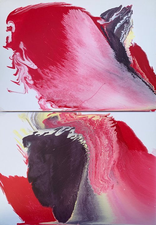 The red being of spring, diptych by Hodaya Levin
