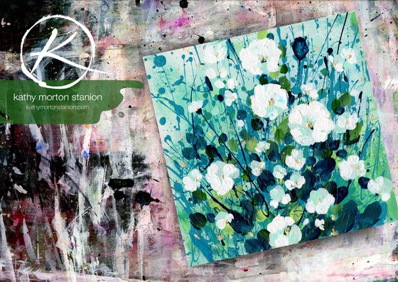 Sweet Wonder 6 -  Abstract Meadow Flower Painting  by Kathy Morton Stanion
