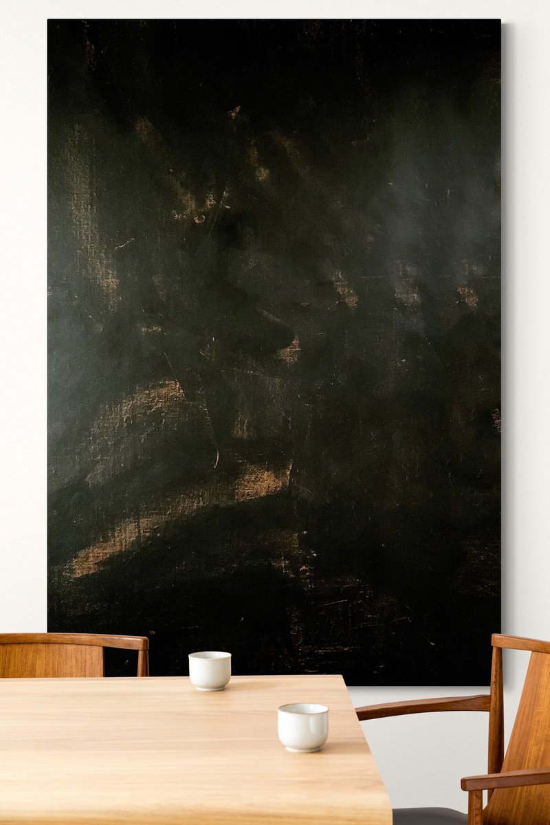Abstract Acrylic Painting By Anita Kaufmann, 37 X 59, Abstract No. 522 Extra Large Black Monochrome Minimalism Xxl, Artfinder