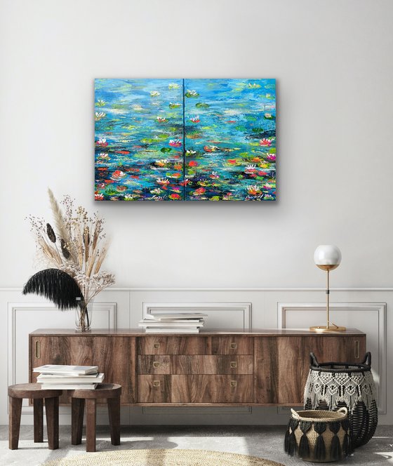 Waterlilies from the Monet Garden - Diptych