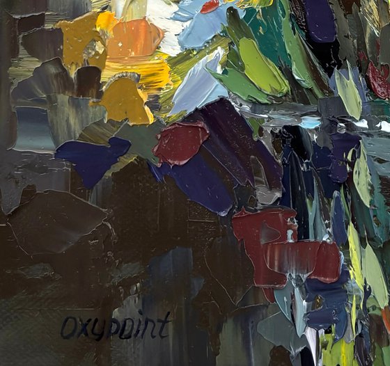 "Daffodils" palette knife oil painting