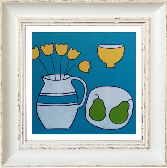 Still Life with Yellow Tulips and Bowl