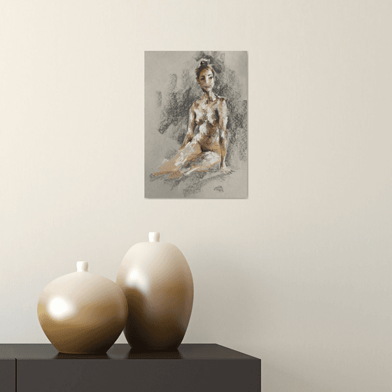 Nude. gift, original drawing, one of a kind.