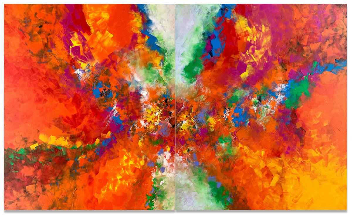 Abstract Acrylic Painting By Julijana Ravbar, 79 X 47", Colors In Motion, Original Artwork