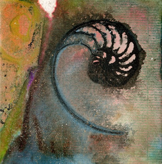 Nature's Tranquility 6 - Abstract Nautilus Shell Painting