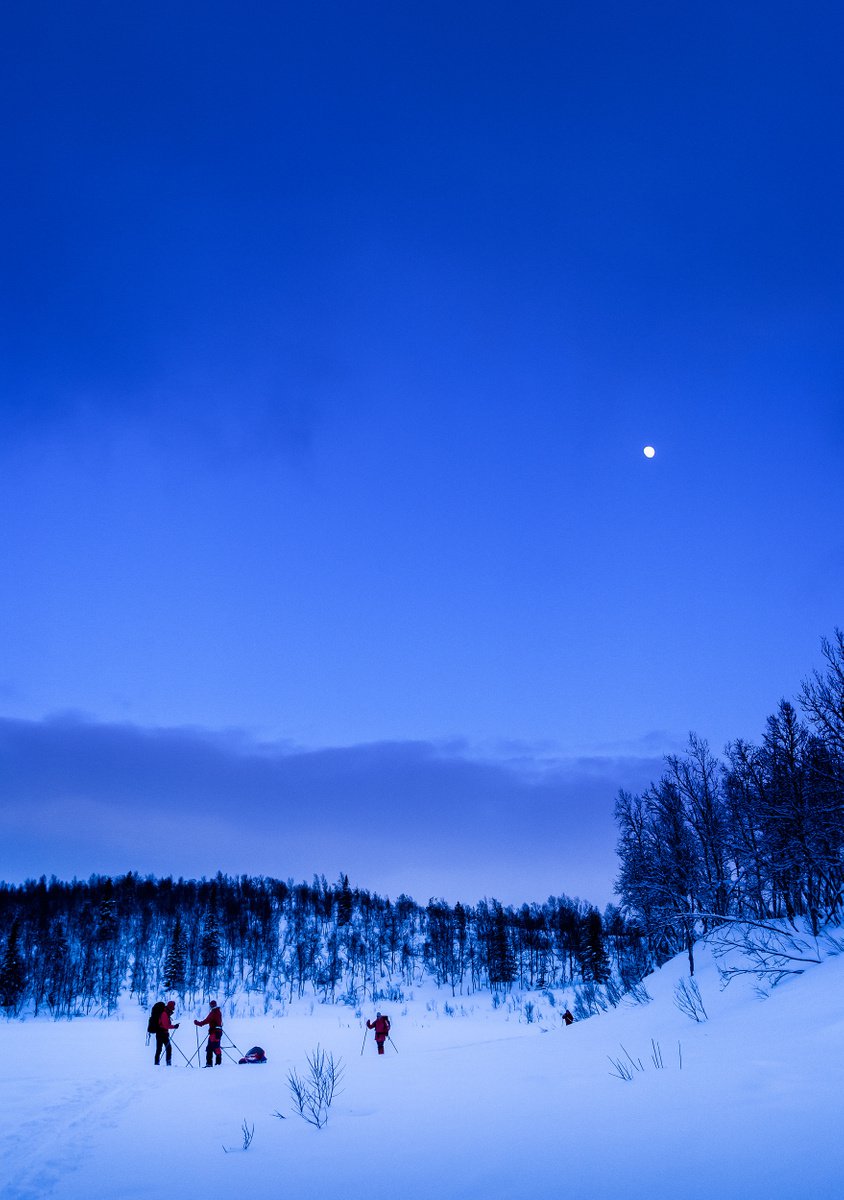 Impressionistic Landscape Photograph By Tom Hanslien, 33 X 47", Skiing In The Blue Hour I, Original Artwork