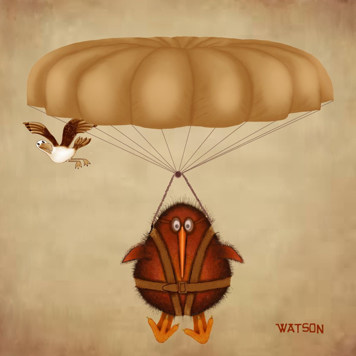 Kiwi Kev - Parachuting by Marlene Watson