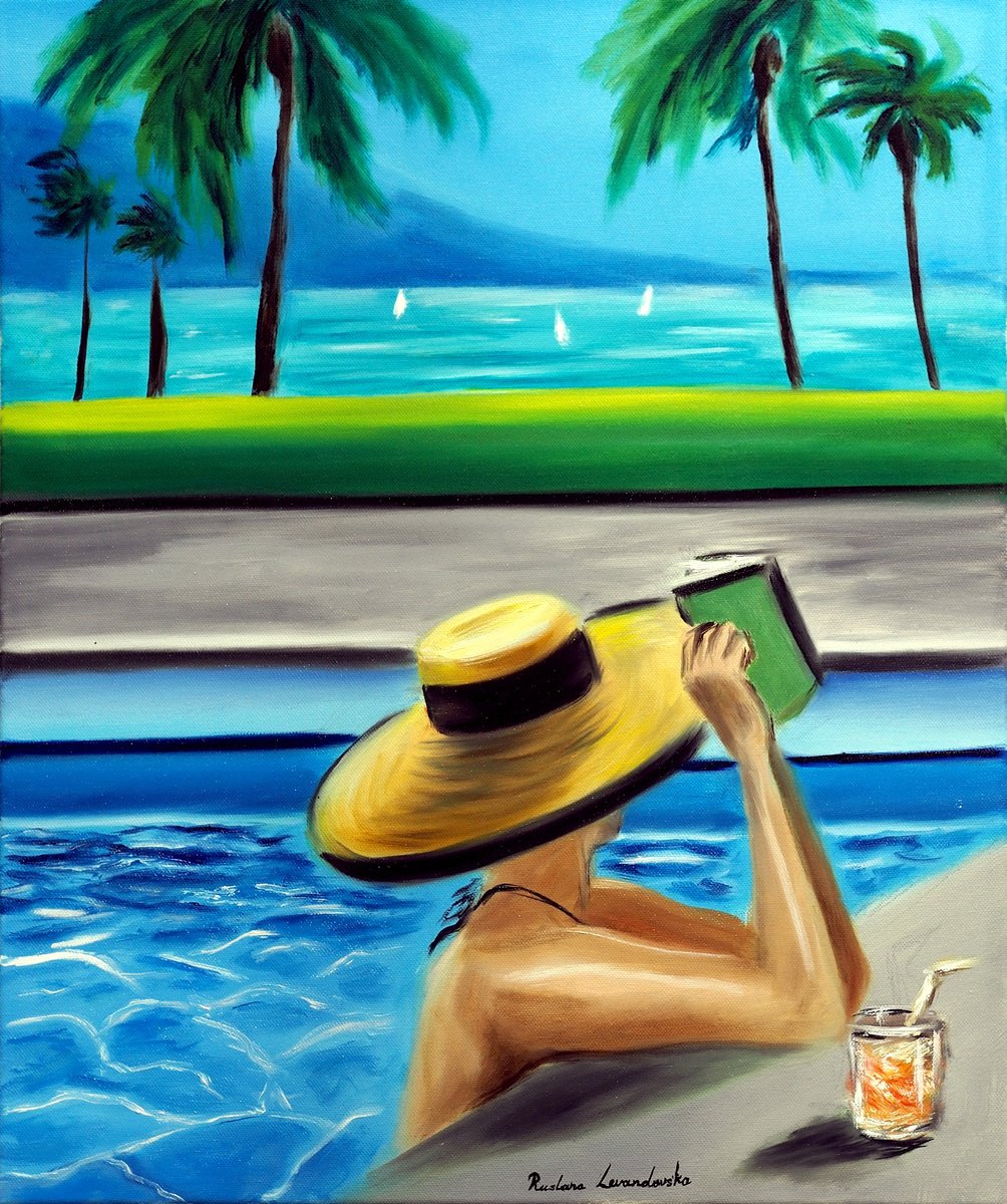 Impressionistic Landscape Oil Painting By Ruslana Levandovska, 20 X 24", Ocean Daydreaming, Original Artwork