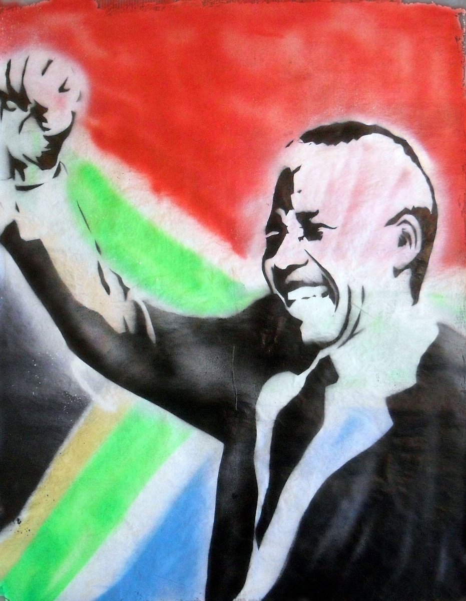 Urban And Pop Painting , Mandela (On An Urbox.) By Juan Sly, 23 X 30, Artwork For Sale On Artfinder