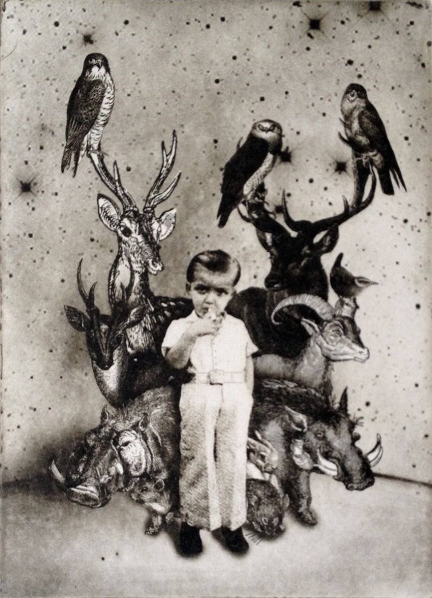 Photorealistic Portrait Etchings & Engravings By Jaco Putker, 8 X 11, The Boy And The Boars, Original Artwork