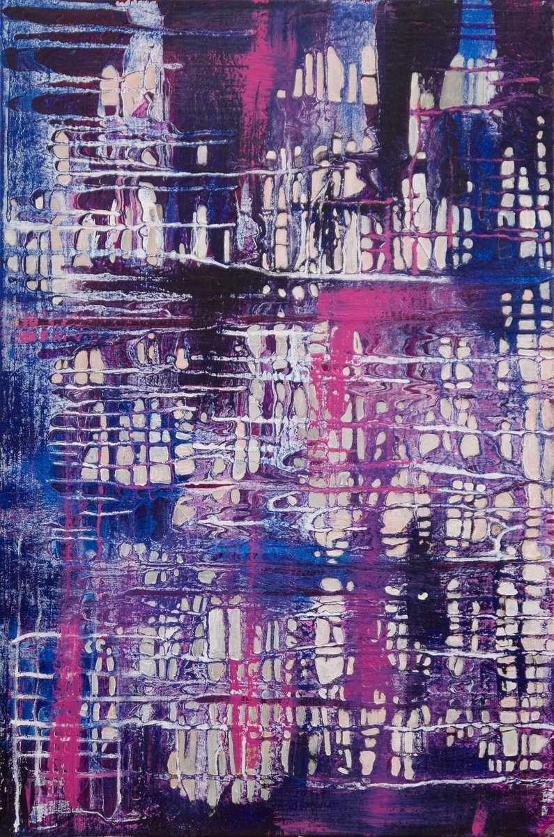 Abstract Acrylic Painting By Km Arts, 24 X 36", Dance All Night, Original Artwork