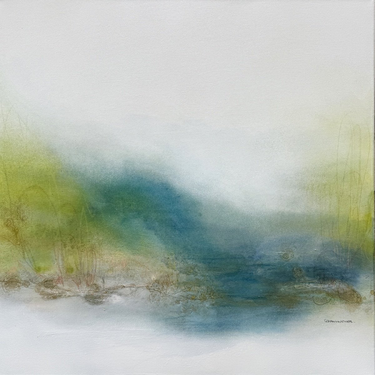 Abstract Landscape Acrylic Painting By Kirsten Schankweiler, 31 X 31", In The Heart Of Nature No. 8, Original Artwork