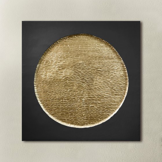 "Golden Black Mars" Abstract high textured