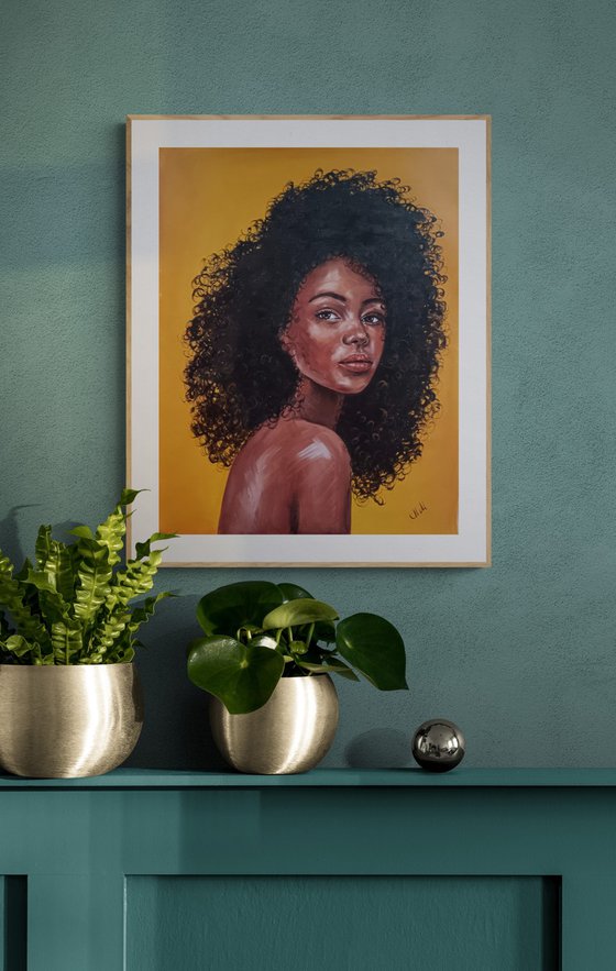 Afro Beauty - original oil portrait