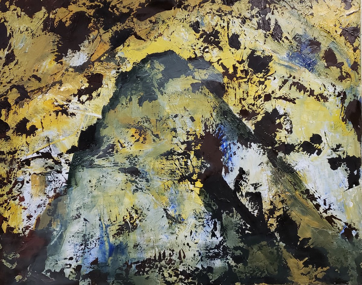 Organic Abstract Oil Painting By Rebecca Hodel, 20 X 16", Tiger