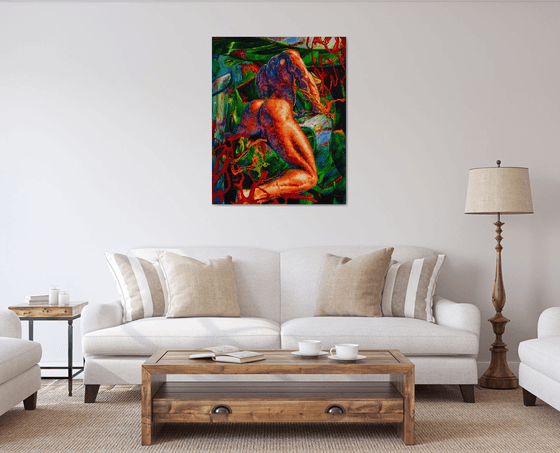 Nude on a Green Background