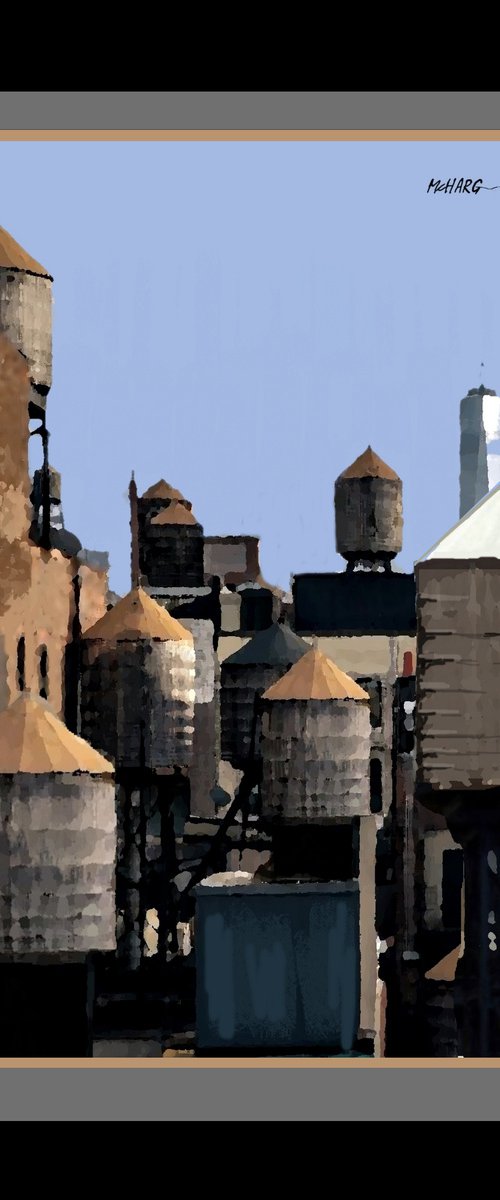 NEW YORK WATER TANKS   31"X43" by Joe McHarg