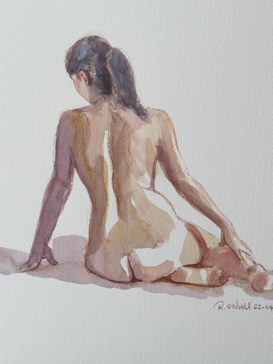 seated female nude back study