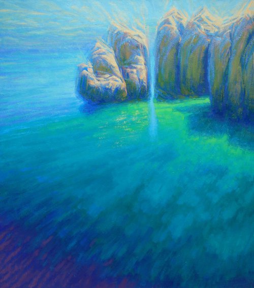 "Cliffs at Aegean sea coast",  60x70 cm by Vitalii Konoval