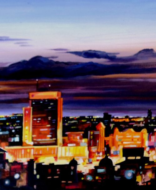 City at Night-Acrylic on Canvas painting by Samiran Sarkar