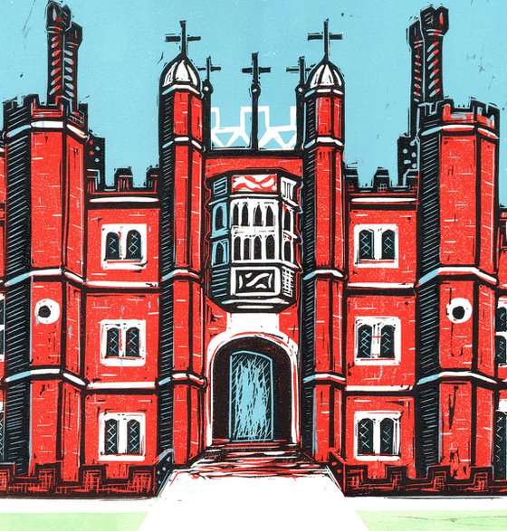 Hampton Court Palace, London, summer. Large Limited Edition linocut