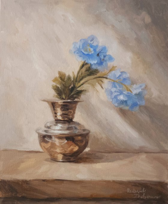 Blue flowers in a vase