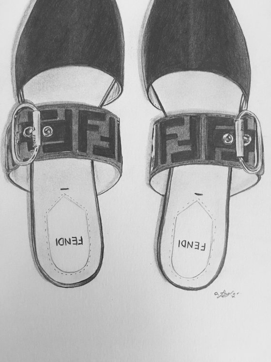 Fendi Shoe Graphite Drawing